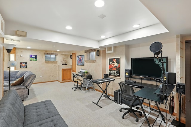 3705 Streamwood Dr, Hazel Crest, IL 60429 - office area featuring carpet floors and recessed lighting