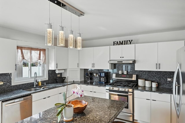 3705 Streamwood Dr, Hazel Crest, IL 60429 - kitchen featuring stainless steel appliances, white cabinets, and decorative backsplash