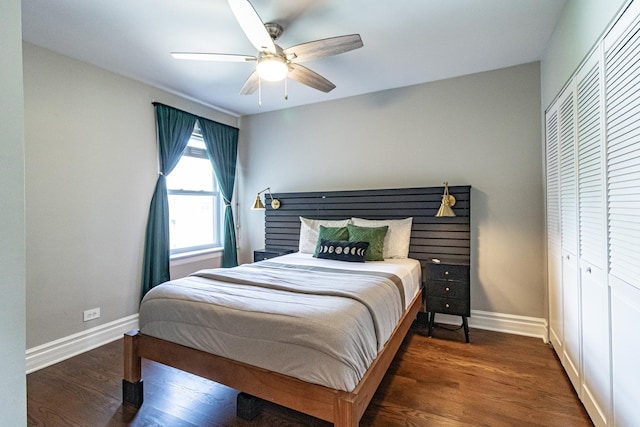 5952 N Paulina St Unit 2N, Chicago, IL 60660 - bedroom featuring a closet, wood finished floors, and a ceiling fan