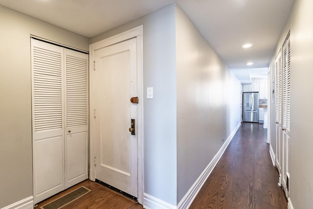 5952 N Paulina St Unit 2N, Chicago, IL 60660 - hallway with dark wood-style floors and recessed lighting