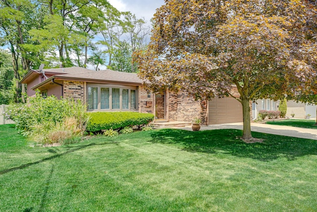 17720 Ashland Ave, Homewood, IL 60430 - view of front of property featuring an attached garage, driveway, brick siding, and a front yard