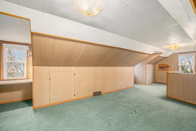 17958 Escanaba Ave, Lansing, IL 60438 - additional living space with carpet flooring, vaulted ceiling, and wooden walls