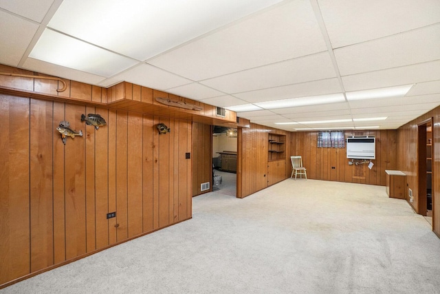 17958 Escanaba Ave, Lansing, IL 60438 - finished basement with carpet, wooden walls, a drop ceiling, and heating unit