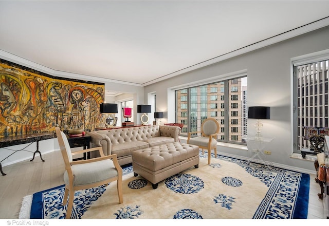 950 N Michigan Ave Unit 2901, Chicago, IL 60611 - living room with wood finished floors and ornamental molding