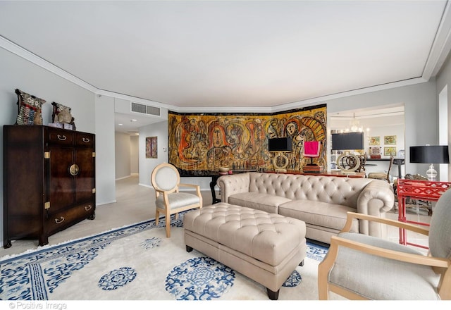950 N Michigan Ave Unit 2901, Chicago, IL 60611 - living area featuring ornamental molding and a chandelier