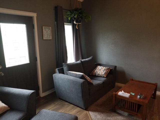 711 S 3rd St, Oregon, IL 61061 - living room featuring wood finished floors and baseboards