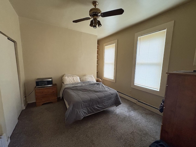 17 S Cagwin Ave, Joliet, IL 60436 - bedroom with a baseboard radiator, carpet, and a ceiling fan