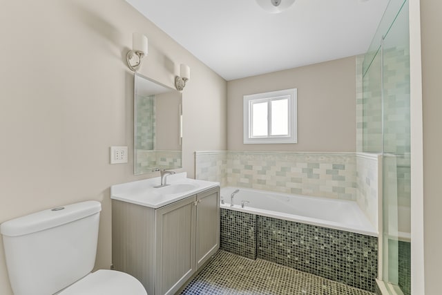 5008 Culver St, Skokie, IL 60077 - bathroom with a garden tub, vanity, and tile patterned flooring