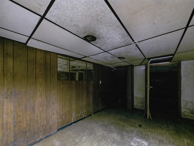 5045 W Erie St, Chicago, IL 60644 - finished basement with a drop ceiling and wood walls