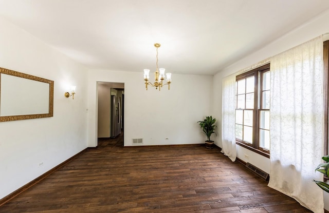 2527 Checker Rd, Long Grove, IL 60047 - empty room featuring a chandelier and dark wood-style floors