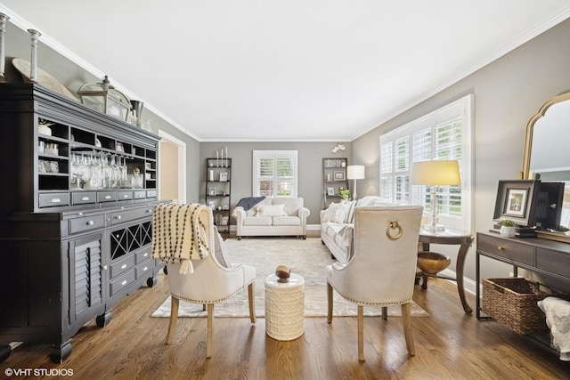 2113 Berwick St, Inverness, IL 60067 - living room featuring wood finished floors and crown molding