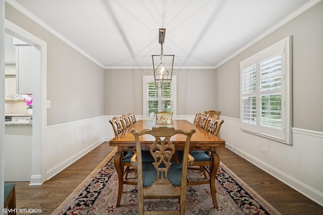 2113 Berwick St, Inverness, IL 60067 - dining space with healthy amount of natural light, dark wood-style floors, and ornamental molding