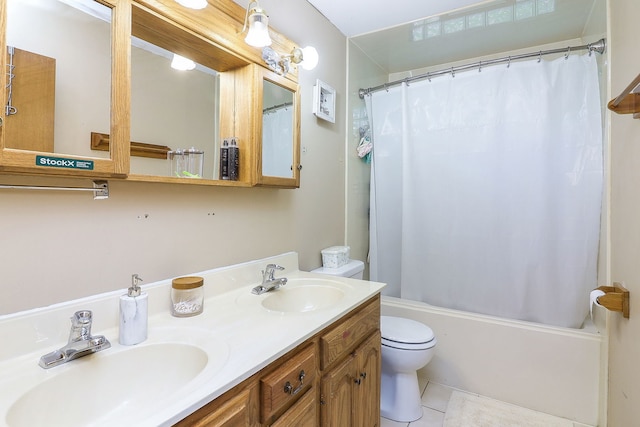7936 N Ramsgate Cir, Hanover Park, IL 60133 - bathroom with double vanity, shower / tub combo, and tile patterned flooring