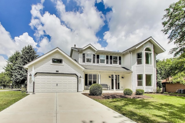 1329 Neskola Ct, Naperville, IL 60564 - traditional home featuring a porch, concrete driveway, a front yard, and an attached garage