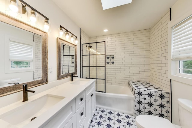 1329 Neskola Ct, Naperville, IL 60564 - bathroom featuring double vanity, washtub / shower combination, and recessed lighting