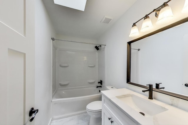 1329 Neskola Ct, Naperville, IL 60564 - bathroom with vanity, marble finish flooring,  shower combination, and a skylight