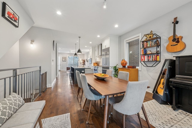 2422 W Lyndale St Unit 1E, Chicago, IL 60647 - dining area featuring recessed lighting and dark wood-style flooring