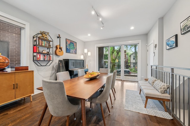 2422 W Lyndale St Unit 1E, Chicago, IL 60647 - dining room with wood finished floors, recessed lighting, and rail lighting