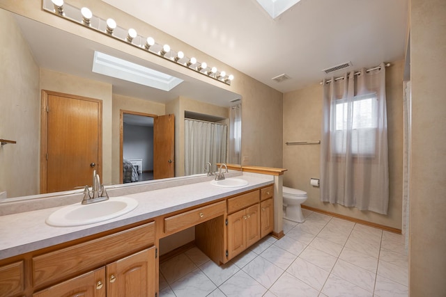 19600 Brookridge Dr, Tinley Park, IL 60487 - bathroom with double vanity and a skylight