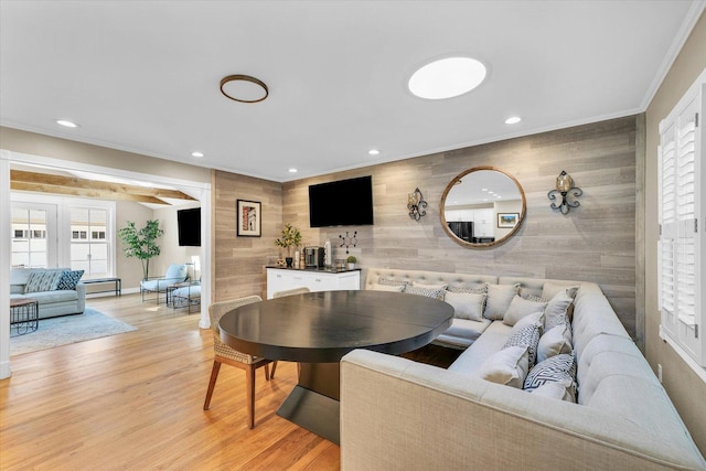 411 Hessel Blvd, Champaign, IL 61820 - living room with crown molding, recessed lighting, and light wood finished floors