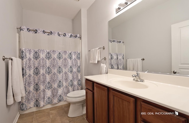 1114 Barkston Ln, Aurora, IL 60502 - bathroom with vanity, a shower with curtain, and tile patterned floors