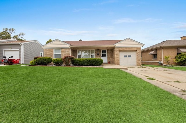 251 W 10th St, Chicago Heights, IL 60411 - single story home featuring an attached garage, brick siding, a front lawn, and concrete driveway
