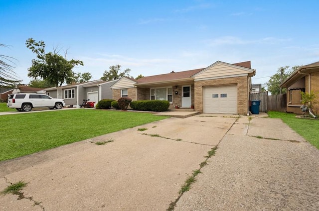 251 W 10th St, Chicago Heights, IL 60411 - ranch-style house featuring a garage, concrete driveway, and brick siding