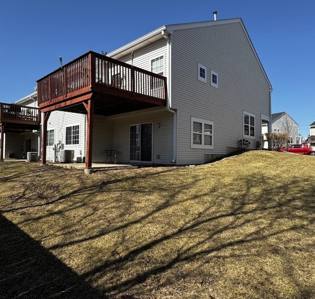 1321 Acorn Dr, Crest Hill, IL 60403 - rear view of house featuring a deck and a lawn