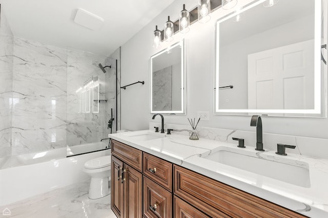 13636 Savanna Dr, Plainfield, IL 60544 - full bath with shower / bath combination, double vanity, and marble finish flooring