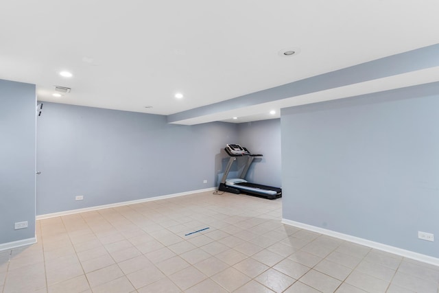 496 Navajo Trl S Unit 496, Wheeling, IL 60090 - workout room featuring recessed lighting and light tile patterned floors