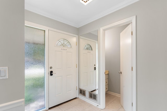 496 Navajo Trl S Unit 496, Wheeling, IL 60090 - foyer entrance featuring light tile patterned flooring and crown molding