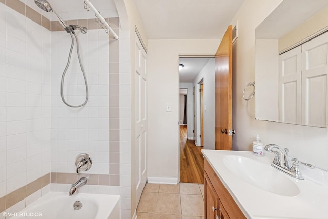 337 Wesley Ave Unit C, Oak Park, IL 60302 - bathroom with vanity, bathtub / shower combination, and tile patterned floors