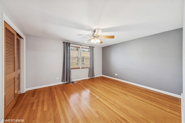 337 Wesley Ave Unit C, Oak Park, IL 60302 - unfurnished bedroom with a closet, light wood-style flooring, and ceiling fan