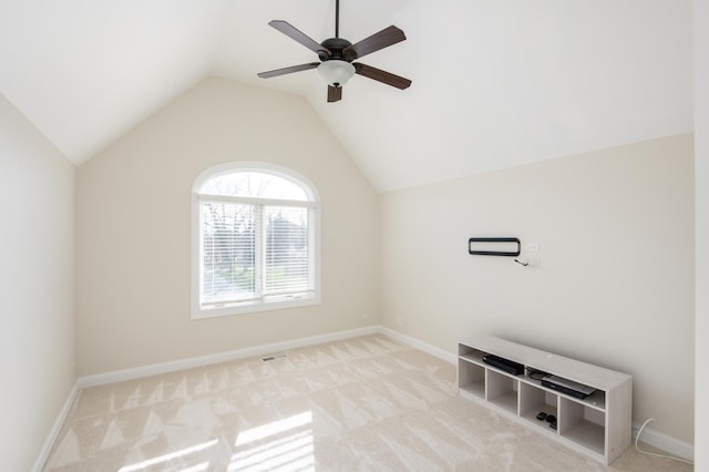 392 Spruce Rd, Wood Dale, IL 60191 - bonus room with lofted ceiling, a ceiling fan, and light colored carpet