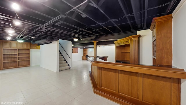 392 Spruce Rd, Wood Dale, IL 60191 - bar area featuring stairs and light tile patterned floors