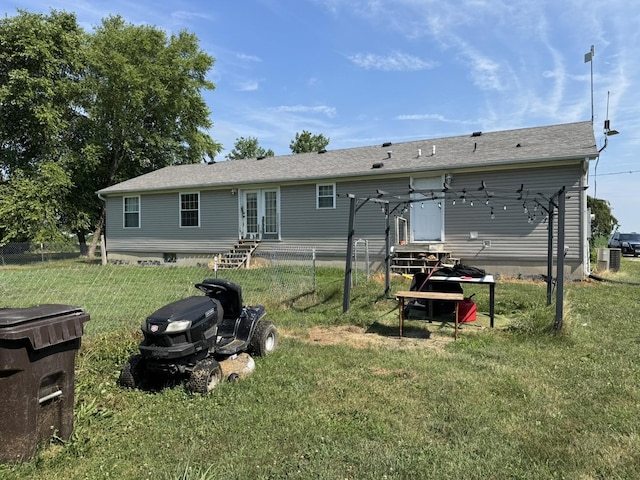 810 Harding Ave, Gillespie, IL 62033 - rear view of property featuring entry steps, french doors, and roof with shingles
