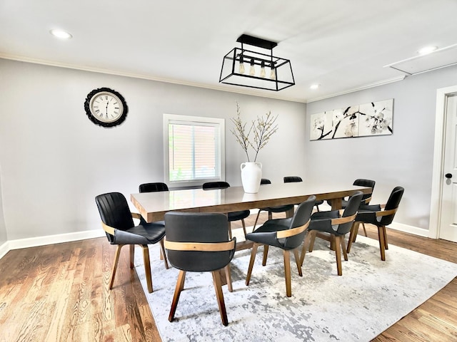 120 Walter Ct, Bloomingdale, IL 60108 - dining room featuring ornamental molding, recessed lighting, attic access, and wood finished floors