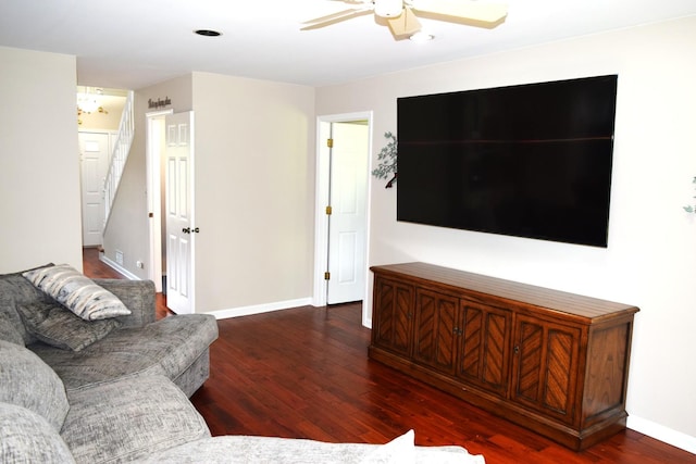 46 Copperwood Dr, Buffalo Grove, IL 60089 - living room with wood finished floors, a ceiling fan, and stairs