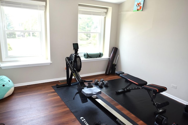 46 Copperwood Dr, Buffalo Grove, IL 60089 - workout area with dark wood finished floors and baseboards