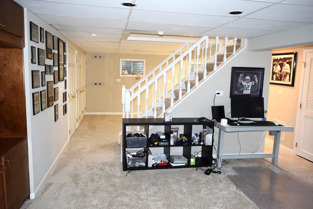 46 Copperwood Dr, Buffalo Grove, IL 60089 - staircase featuring a drop ceiling and carpet floors