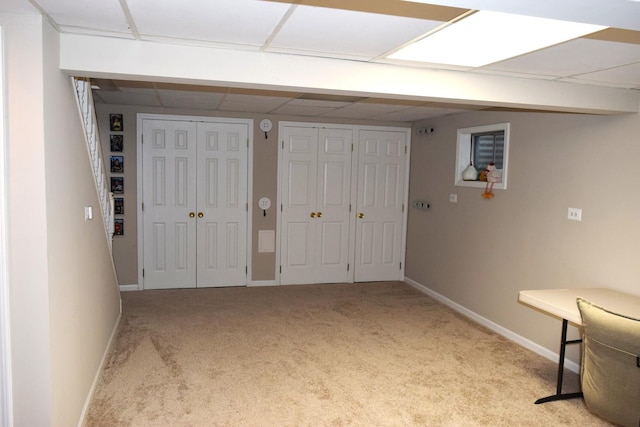 46 Copperwood Dr, Buffalo Grove, IL 60089 - finished basement featuring carpet flooring and a paneled ceiling