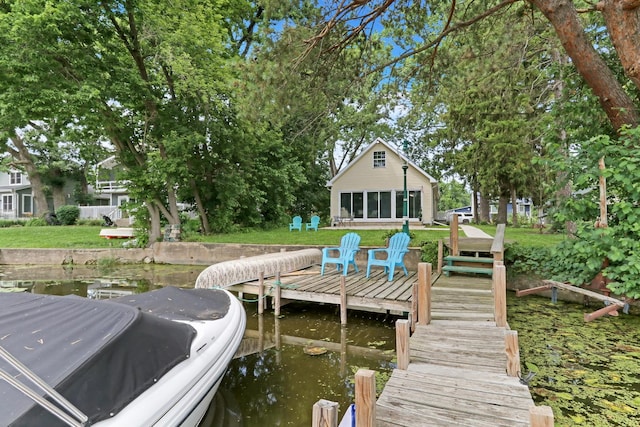 41607 N Lotus Ave, Antioch, IL 60002 - dock area featuring a lawn and a water view