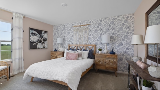 2421 Stone Creek Dr, New Lenox, IL 60451 - carpeted bedroom featuring wallpapered walls and an accent wall