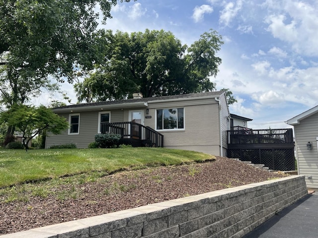 7830 Westview Ln, Woodridge, IL 60517 - single story home with a front yard and a wooden deck