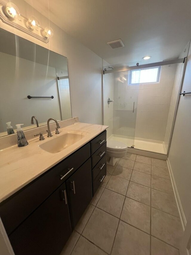 7830 Westview Ln, Woodridge, IL 60517 - full bathroom featuring vanity, tile patterned flooring, and a stall shower