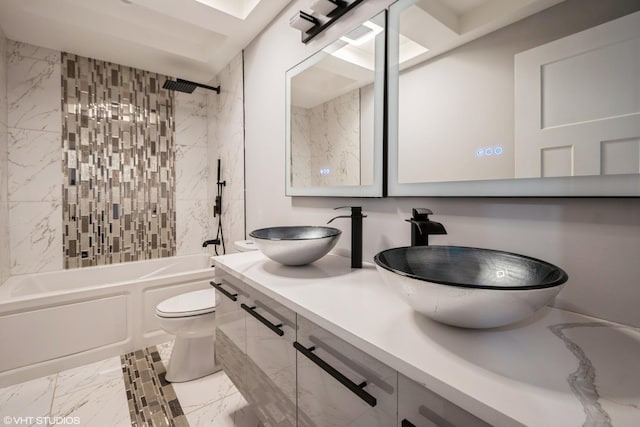 11616 S Lowe Ave, Chicago, IL 60628 - full bath featuring double vanity, tub / shower combination, and marble finish flooring