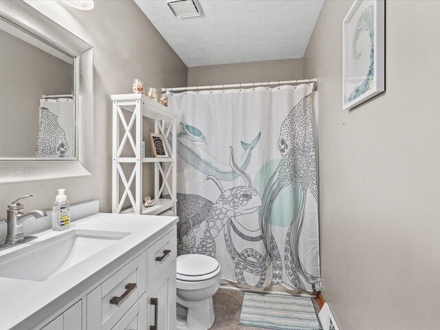 316 Harwich Pl, Rockton, IL 61072 - bathroom featuring vanity, a textured ceiling, and curtained shower