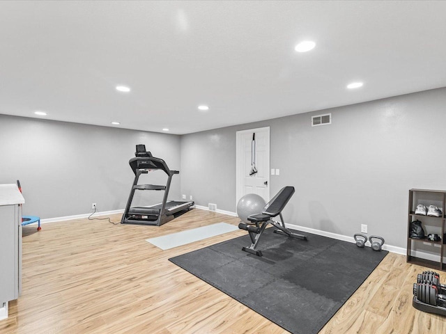 316 Harwich Pl, Rockton, IL 61072 - workout area with light wood-type flooring and recessed lighting