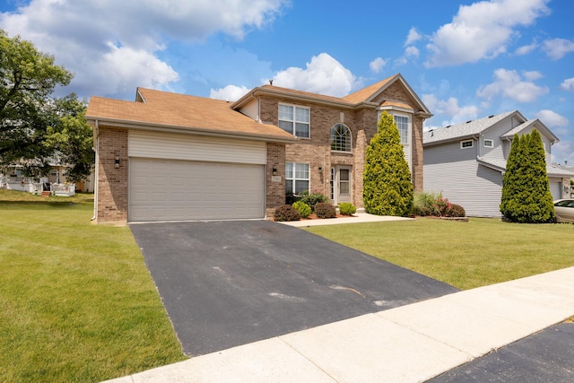 22401 Helen Dr, Sauk Village, IL 60411 - view of front of house featuring brick siding, driveway, a garage, and a front yard