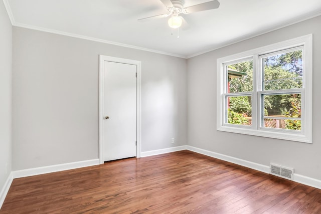 26435 N US Highway 45, Mundelein, IL 60060 - unfurnished room with wood-type flooring, ornamental molding, and ceiling fan